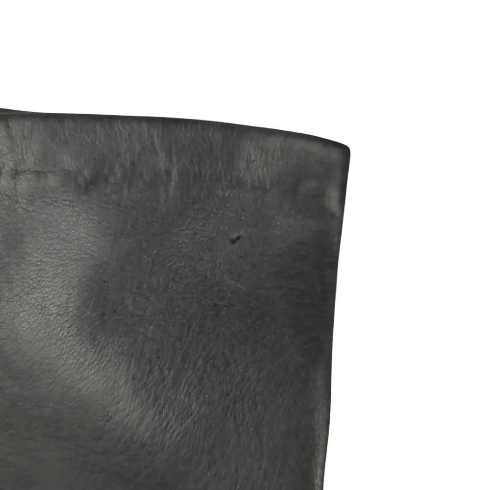 Vintage Aris Womens Classic Gray Leather Gloves Sz 7 100% Antron Nylon Lined